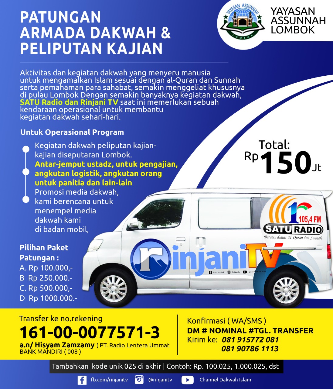 Donasi Mobil Tim Media Dakwah As Sunnah Lombok